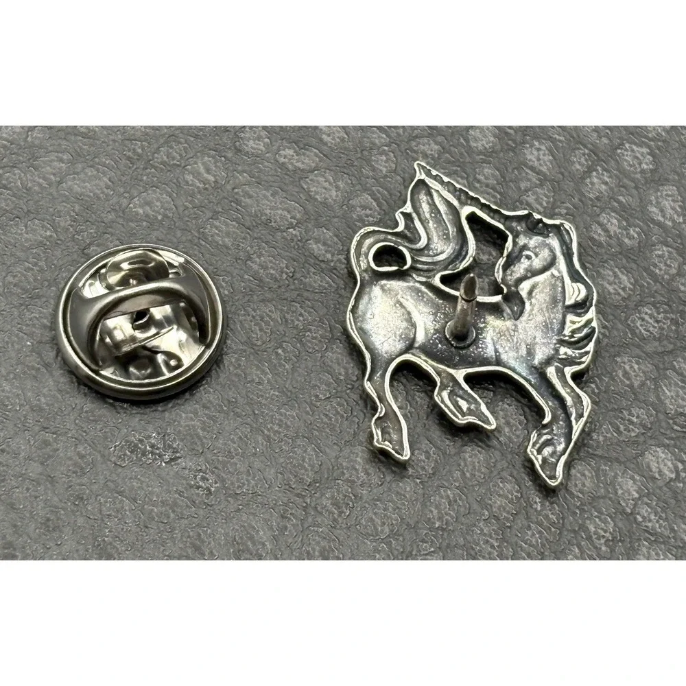 Vintage Unicorn Horse Tie Tack Lapel Pin Silver Tone